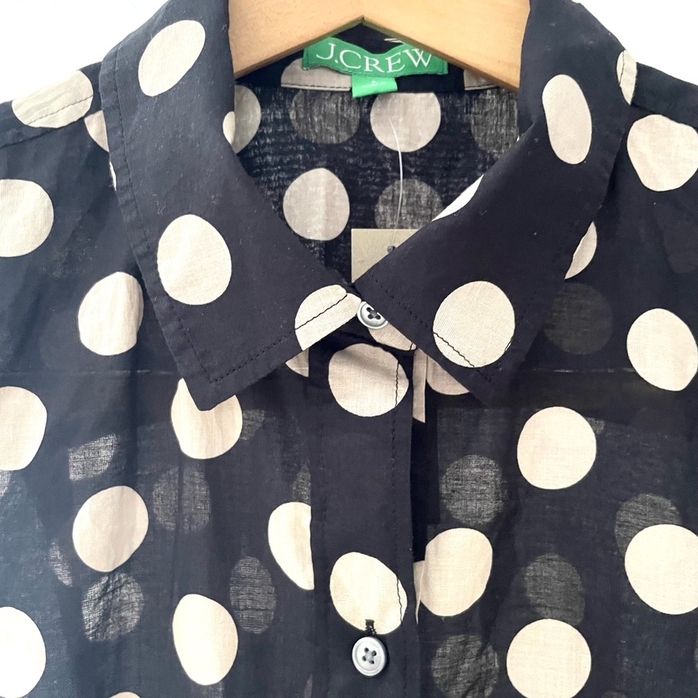 J. Crew Black & White Polka Dot Button-Down Shirt